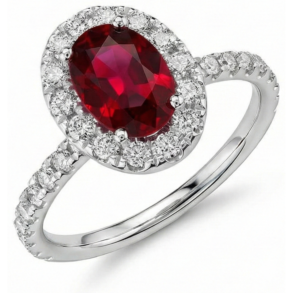 echter oval rubin 4.55Karat ring Seitenansicht