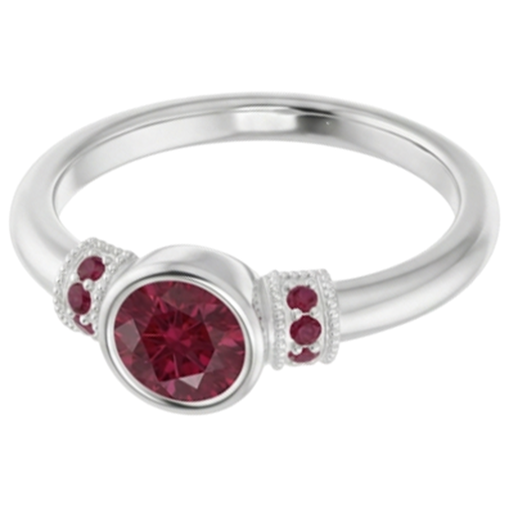 echter round rubin 1Karat ring Detailansicht