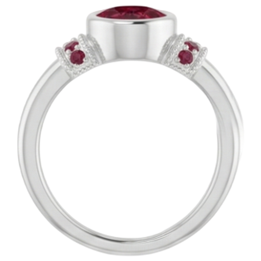 echter round rubin 1Karat ring Draufsicht