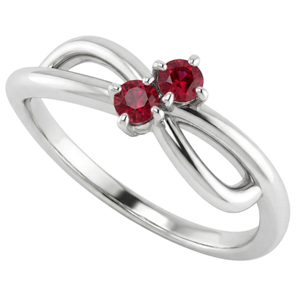 Rubinstein Versprechen Ring Band Schaft Stil Weißgold 14K 0.50 Karat