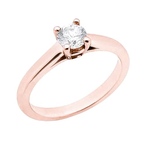 Rund Echt Diamant 2,25 Ct. Solitärring Aus Roségold Neu