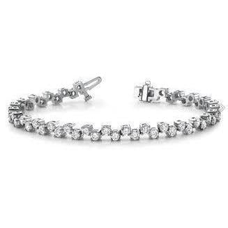 Rund Geformtes Fein Echt diamant-Tennisarmband Massiv Wg 14K 6,5 Ct