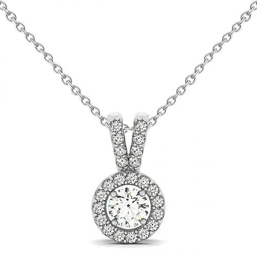 Runde Echt Diamant-Anhänger-Halskette Ohne Kette 1,25 Karat Massivgold 14K