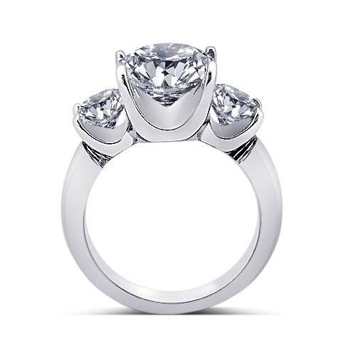 Runde Echt Diamanten 3 Steine Jubiläumsring Damen Schmuck 3.50 Karat