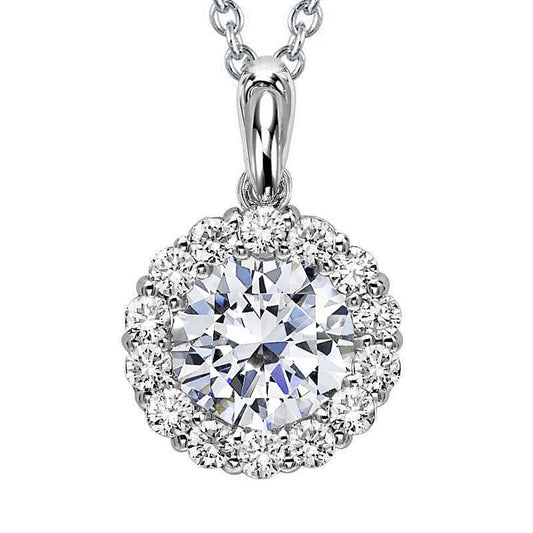 Runde Halo 3,50 Karat Echt Diamanten Anhänger Halskette Mit Kette Gold 14K