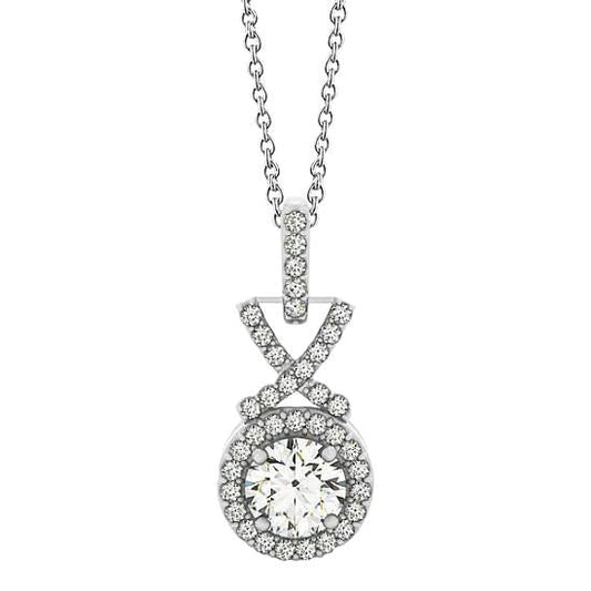 Runde Natürliche Diamant-Anhänger-Halskette Ohne Kette 1.50 Karat Weißgold 14K