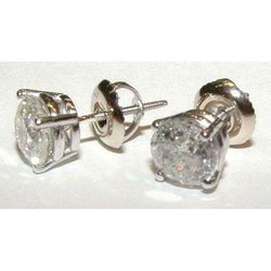 Runde Natürliche Diamant-Ohrstecker 2,20 Ct. Massives 14K Weißgold