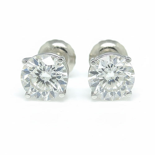 Runde Ohrstecker Echt Diamant Damen Ohrringe 4 Karat Weißgold 14K