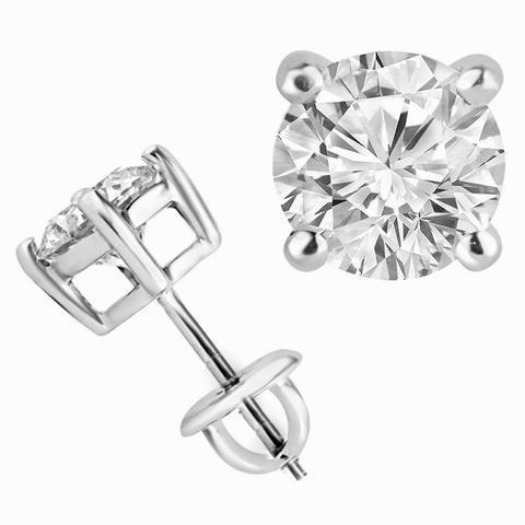 Runden 3 Carats Natürliche Diamanten Studs Earrings White Gold 14K