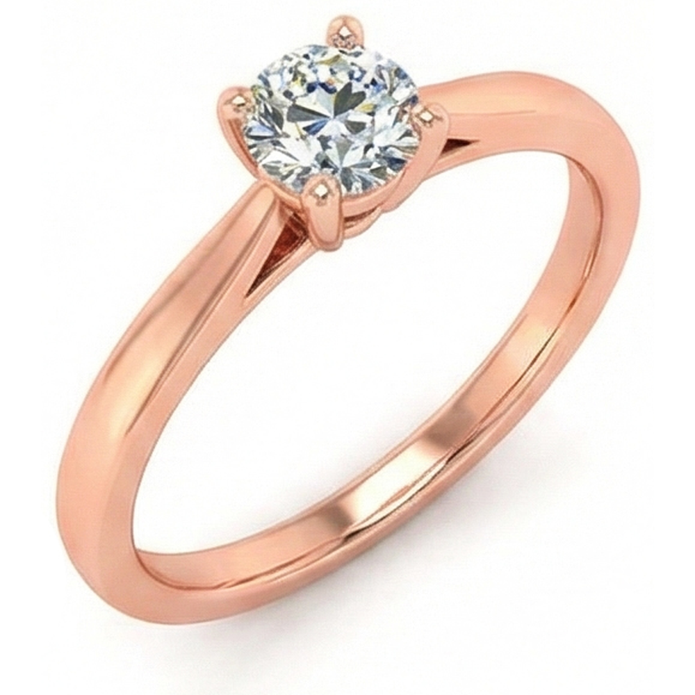 Runder Altschliff-Natürlicher Diamant ( nicht im Labor gezüchtet )-Solitär-Ring-Zinken-konischer Schaft 0.75 Karat