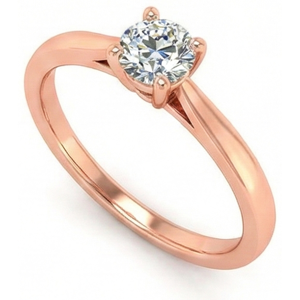 Runder Altschliff-Natürlicher Diamant ( nicht im Labor gezüchtet )-Solitär-Ring-Zinken-konischer Schaft 0.75 Karat