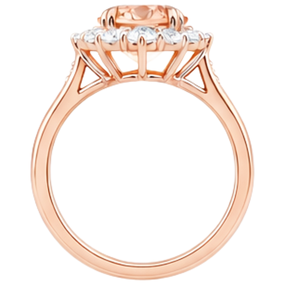 echter round morganit 15Karat ring mit Diamantbesatz