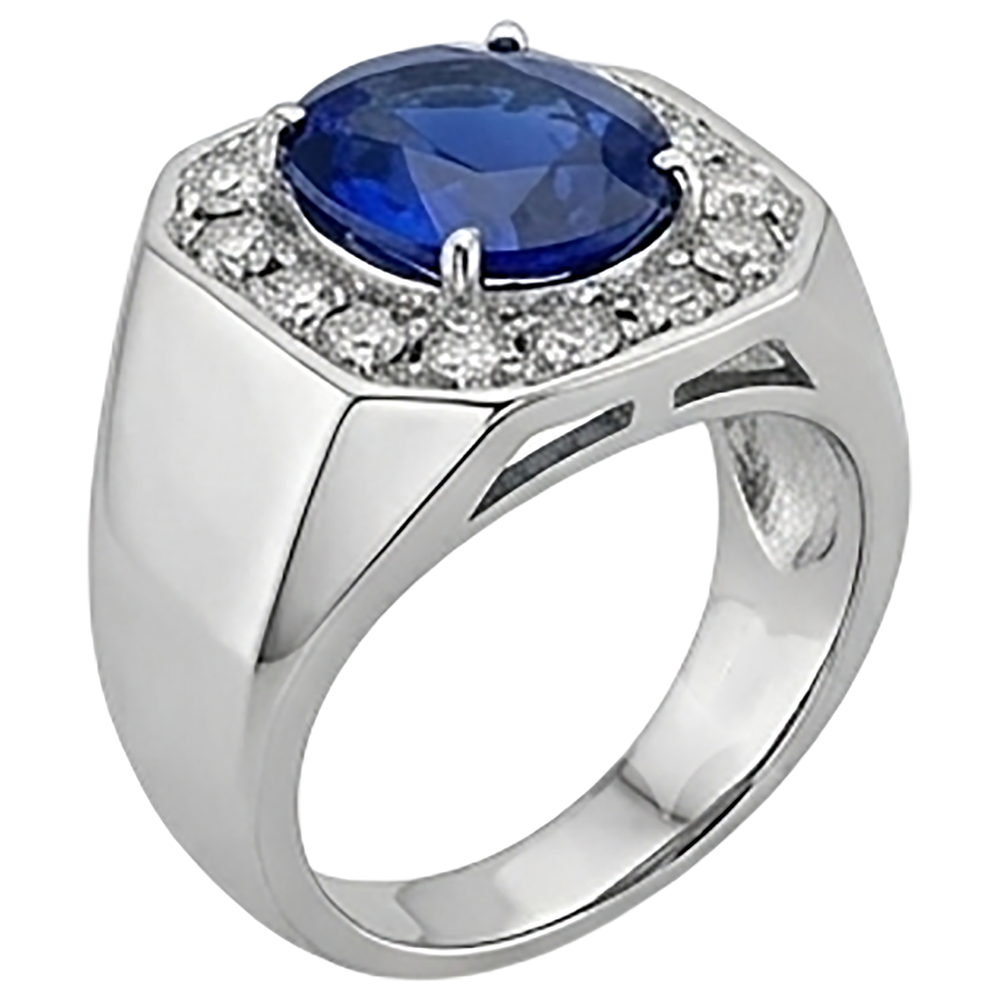 Runder Diamant Halo Oval Saphir Ring Gold Herrenschmuck 3,50 Karat