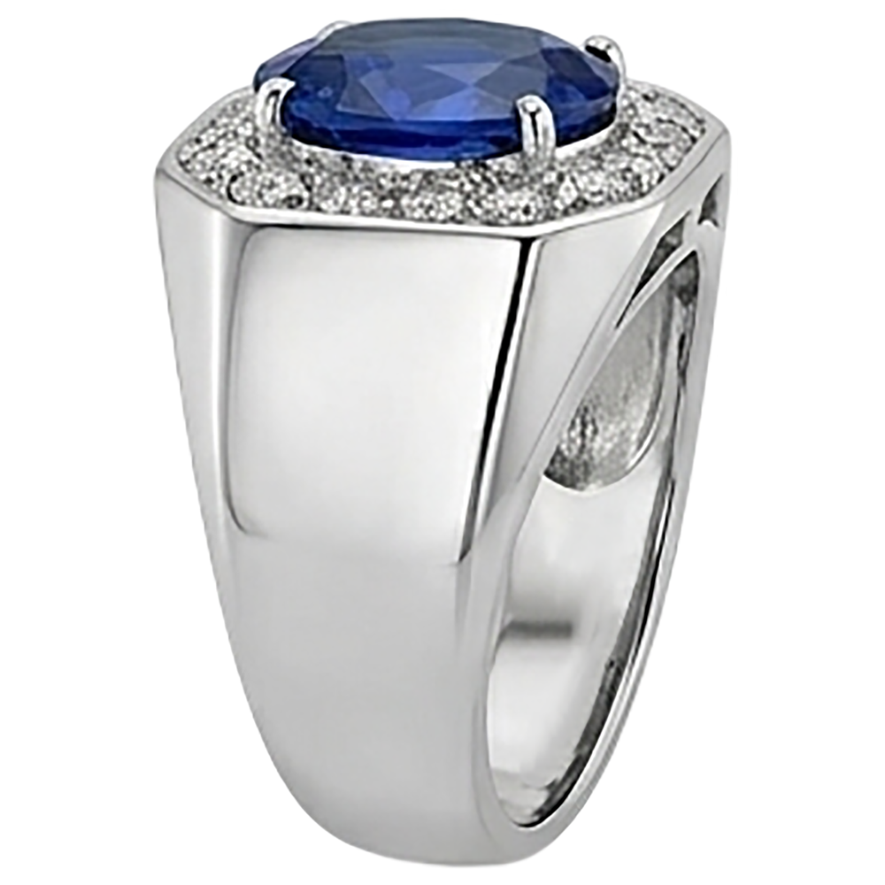 Runder Diamant Halo Oval Saphir Ring Gold Herrenschmuck 3,50 Karat