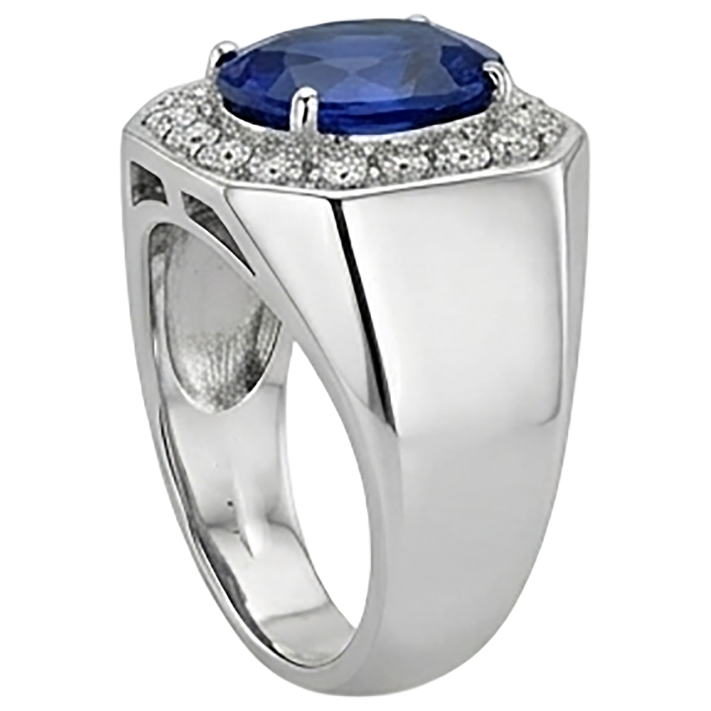 Runder Diamant Halo Oval Saphir Ring Gold Herrenschmuck 3,50 Karat