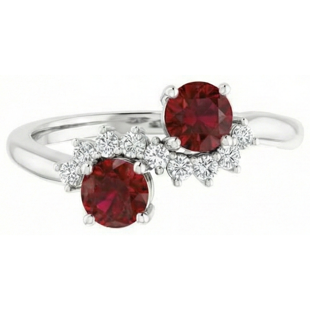 Runder Diamant-Rubin-Stein-Ring 2,40 Karat Weißgold 14K Schmuck