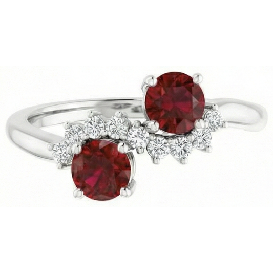 Runder Diamant-Rubin-Stein-Ring 2,40 Karat Weißgold 14K Schmuck