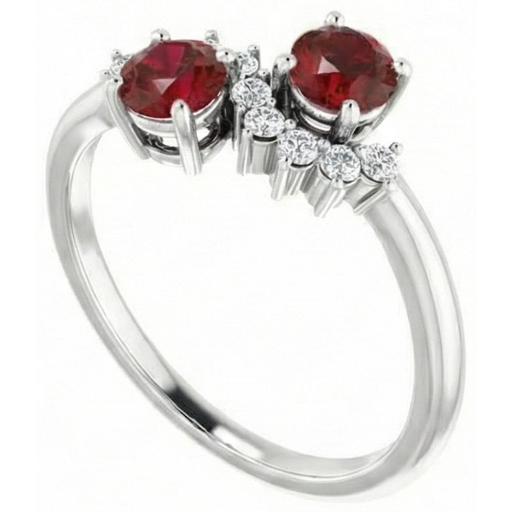 Runder Diamant-Rubin-Stein-Ring 2,40 Karat Weißgold 14K Schmuck