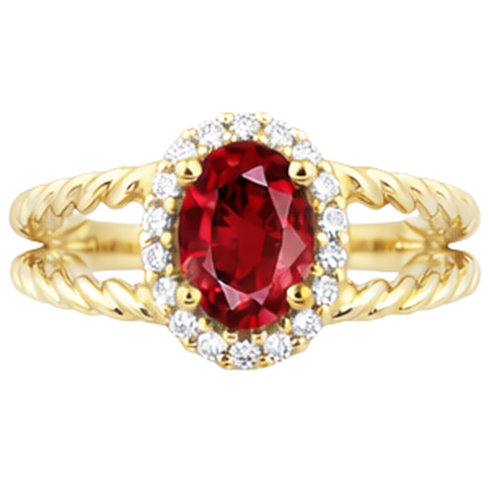 echter oval rubin 1.25Karat ring Vorderansicht