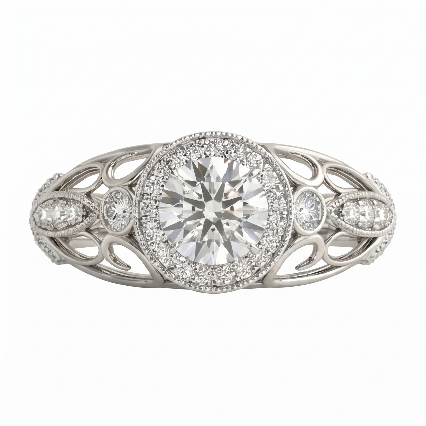 Runder Echt Diamant-Verlobungs-Jubiläum 1.10 Karat Fancy Ring WG 14K