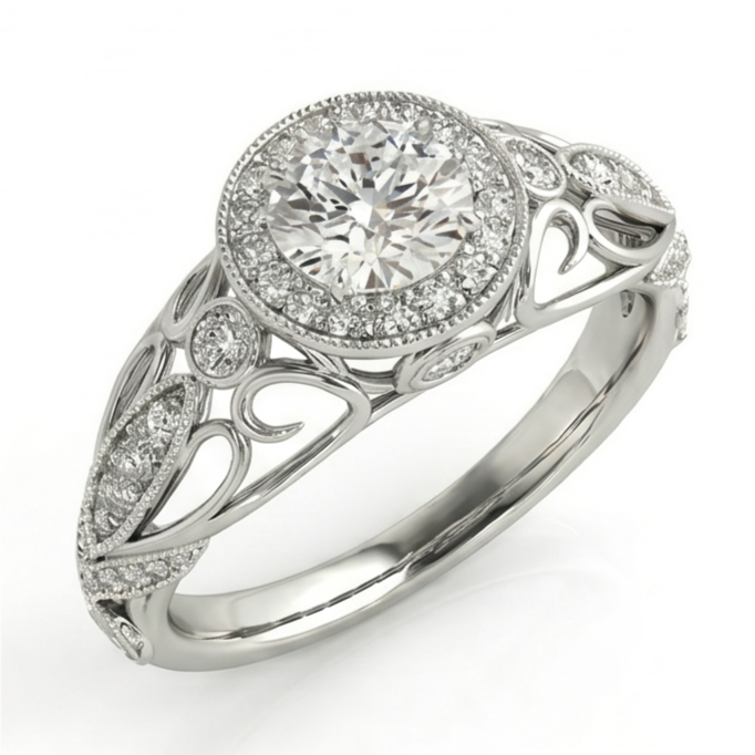 Runder Echt Diamant-Verlobungs-Jubiläum 1.10 Karat Fancy Ring WG 14K