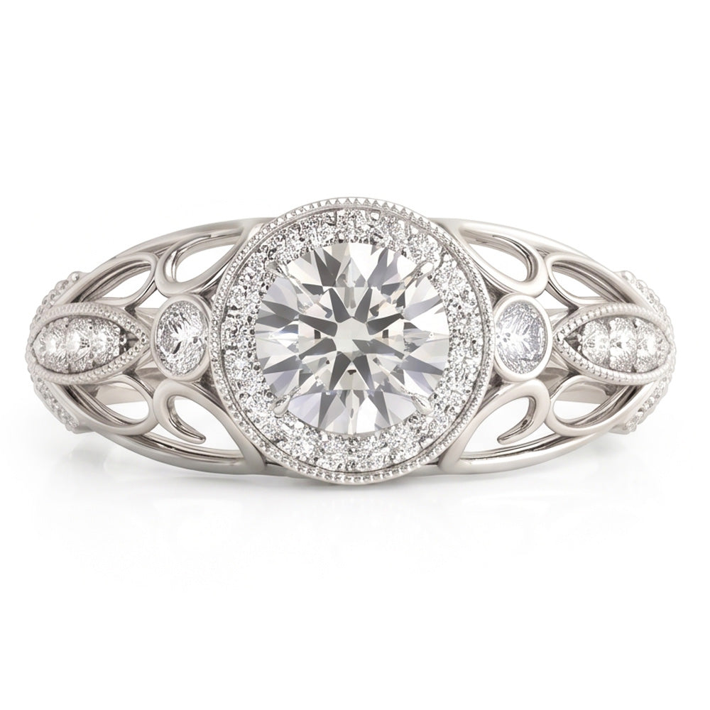 Runder Echt Diamant-Verlobungs-Jubiläum 1.10 Karat Fancy Ring WG 14K