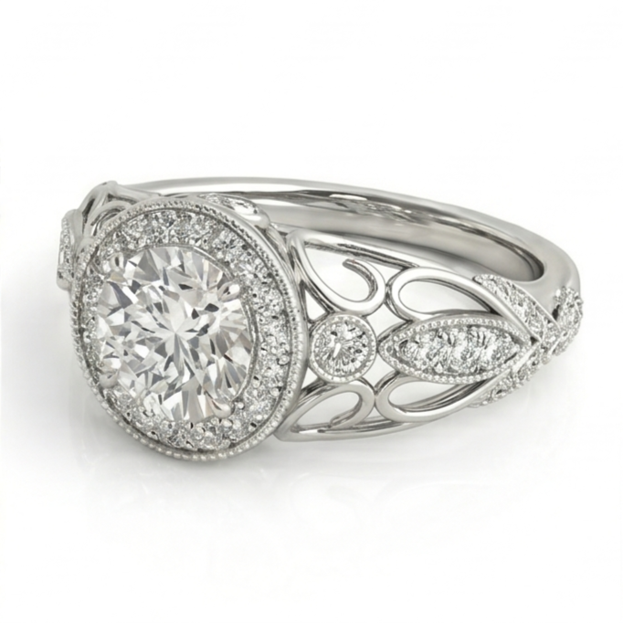 Runder Echt Diamant-Verlobungs-Jubiläum 1.10 Karat Fancy Ring WG 14K