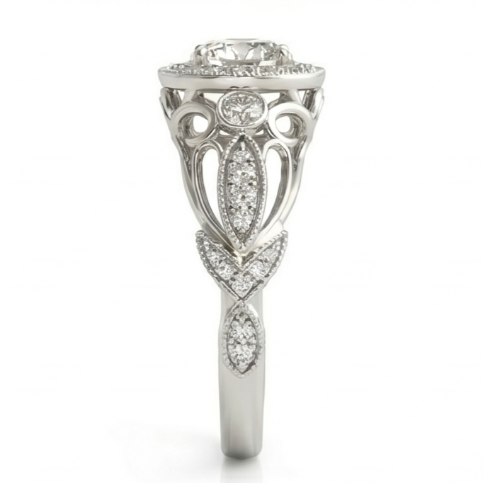 Runder Echt Diamant-Verlobungs-Jubiläum 1.10 Karat Fancy Ring WG 14K