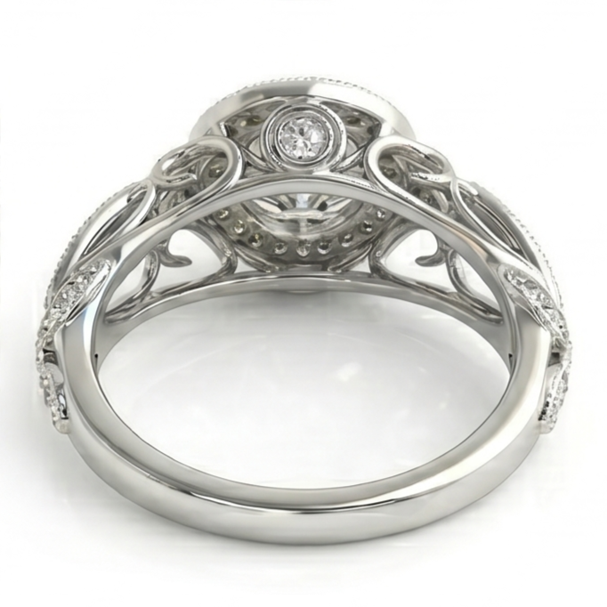 Runder Echt Diamant-Verlobungs-Jubiläum 1.10 Karat Fancy Ring WG 14K
