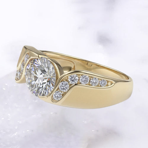 echter round diamant 1.80Karat ring Profilansicht
