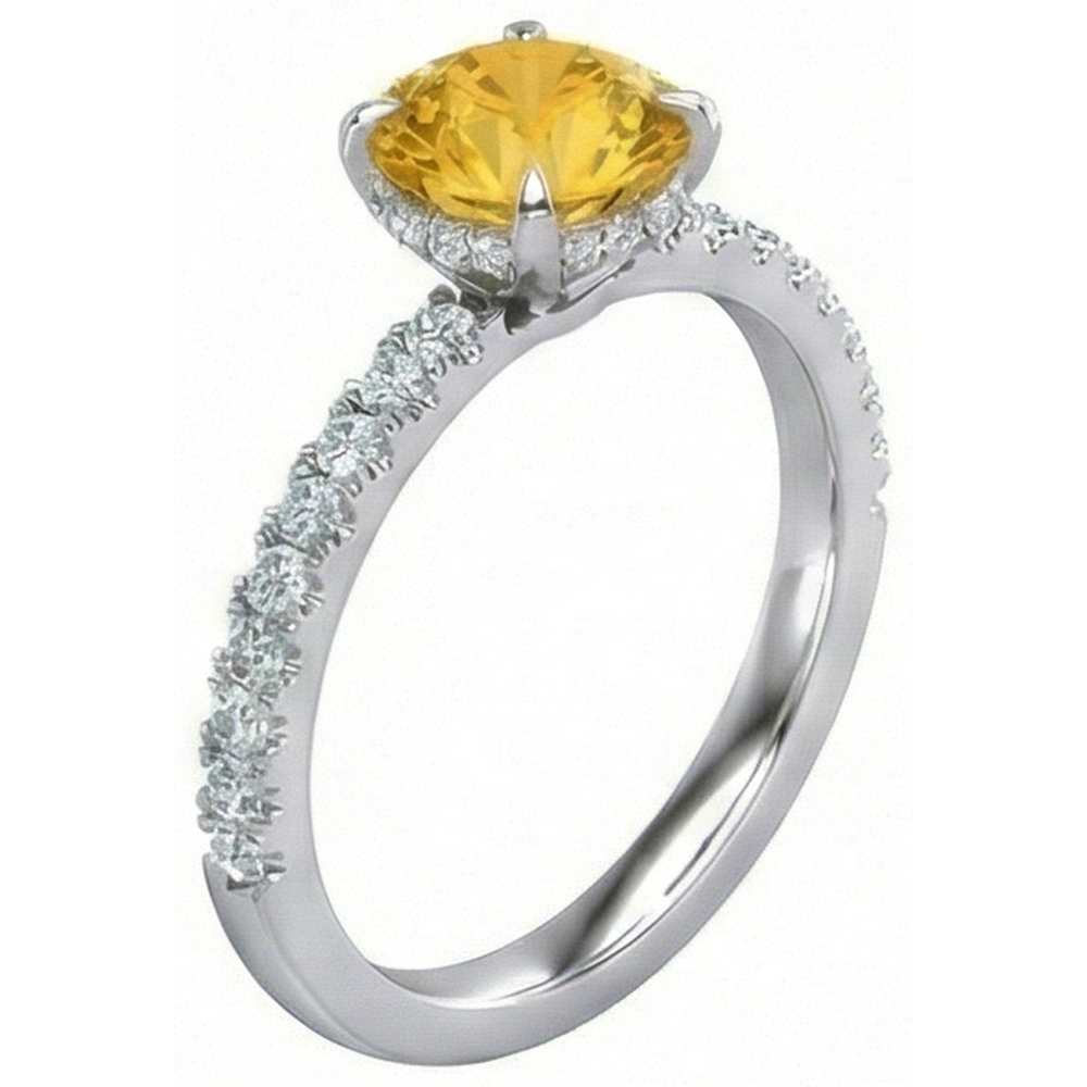 echter round saphir 3.50Karat ring Profilansicht