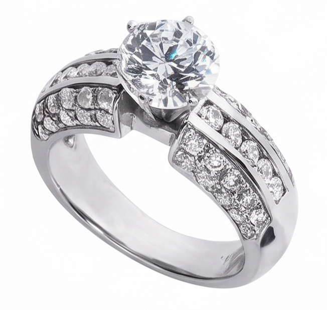 Runder Natürliche Diamanten Jubiläumsring 2,25 Karat Weißgold 14K Schmuck