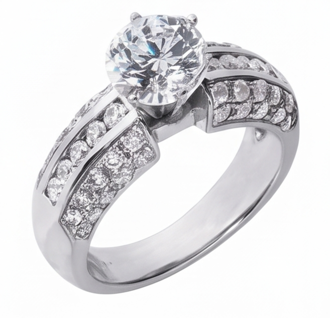 Runder Natürliche Diamanten Jubiläumsring 2,25 Karat Weißgold 14K Schmuck