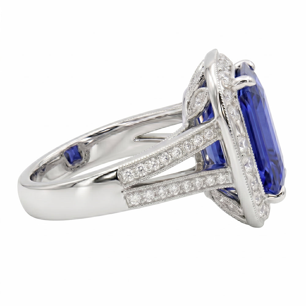 echter oval diamant 5Karat ring Profilansicht