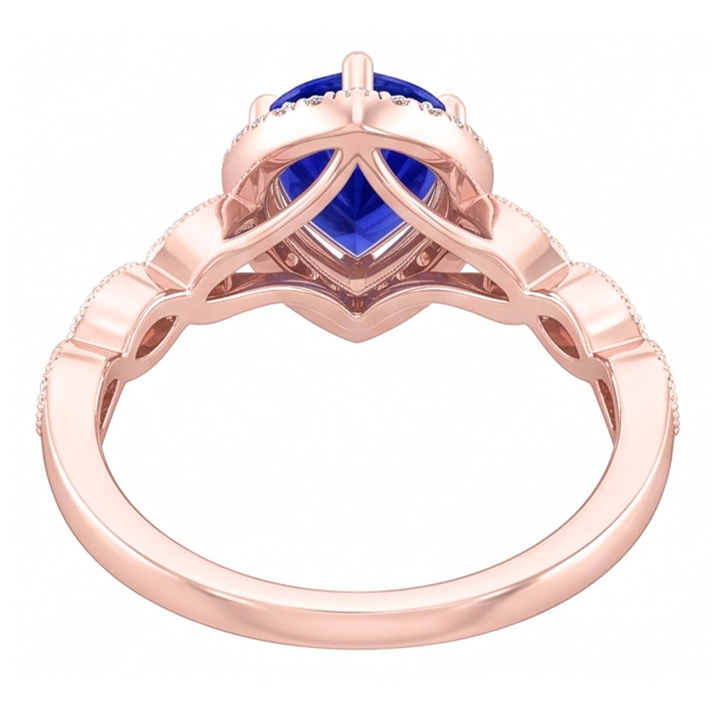 Runder Natürlicher Diamant ( nicht im Labor gezüchtet ) Halo Ring Birne Sri Lanka Saphir 5 Karat