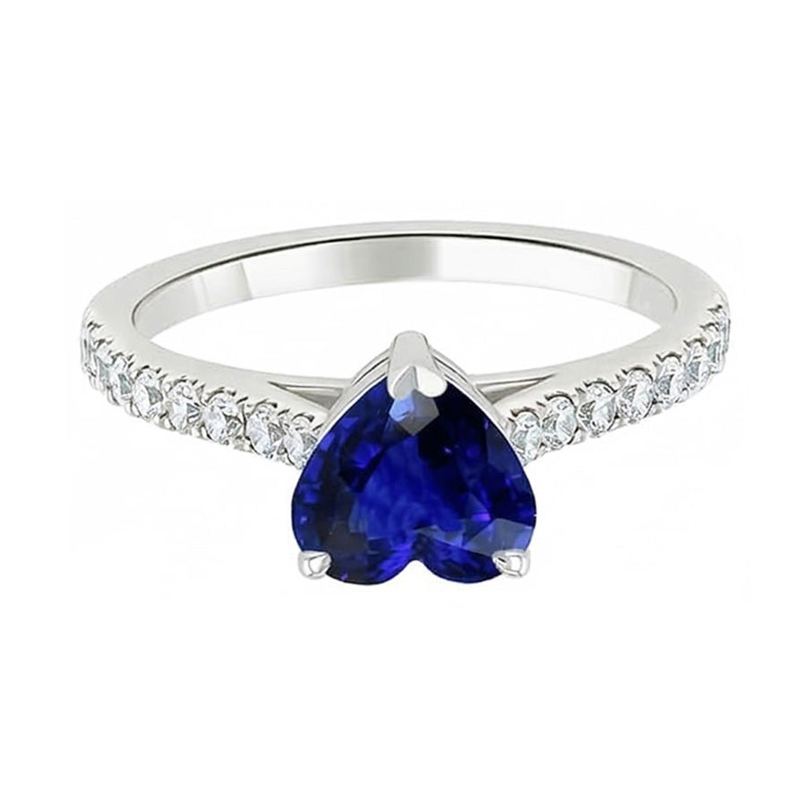 Runder Natürlicher Diamant ( nicht im Labor gezüchtet ) Saphir Ring Herzschliff Kathedrale Fassung 2,50 Karat