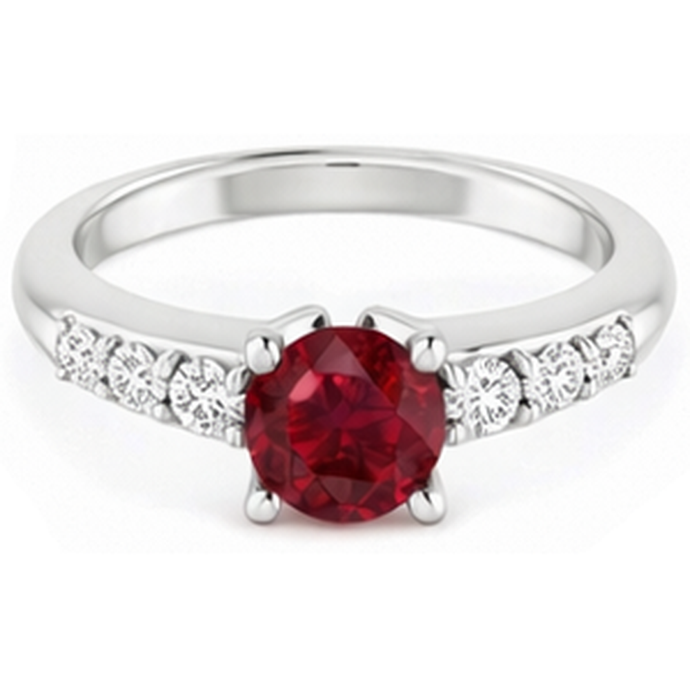 echter round rubin 1.50Karat ring Vorderansicht