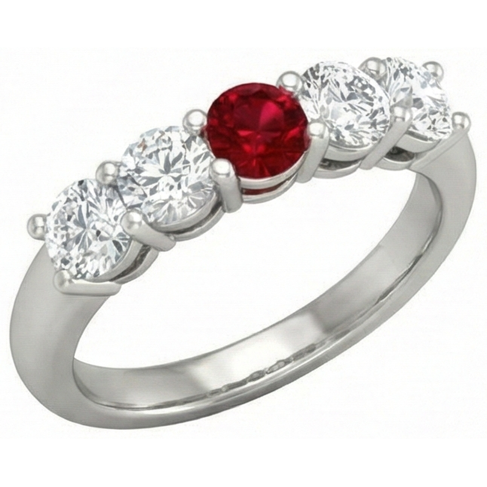 Runder Rubin-Diamant-Ring 1,50 Karat Weißgold 14K Schmuck
