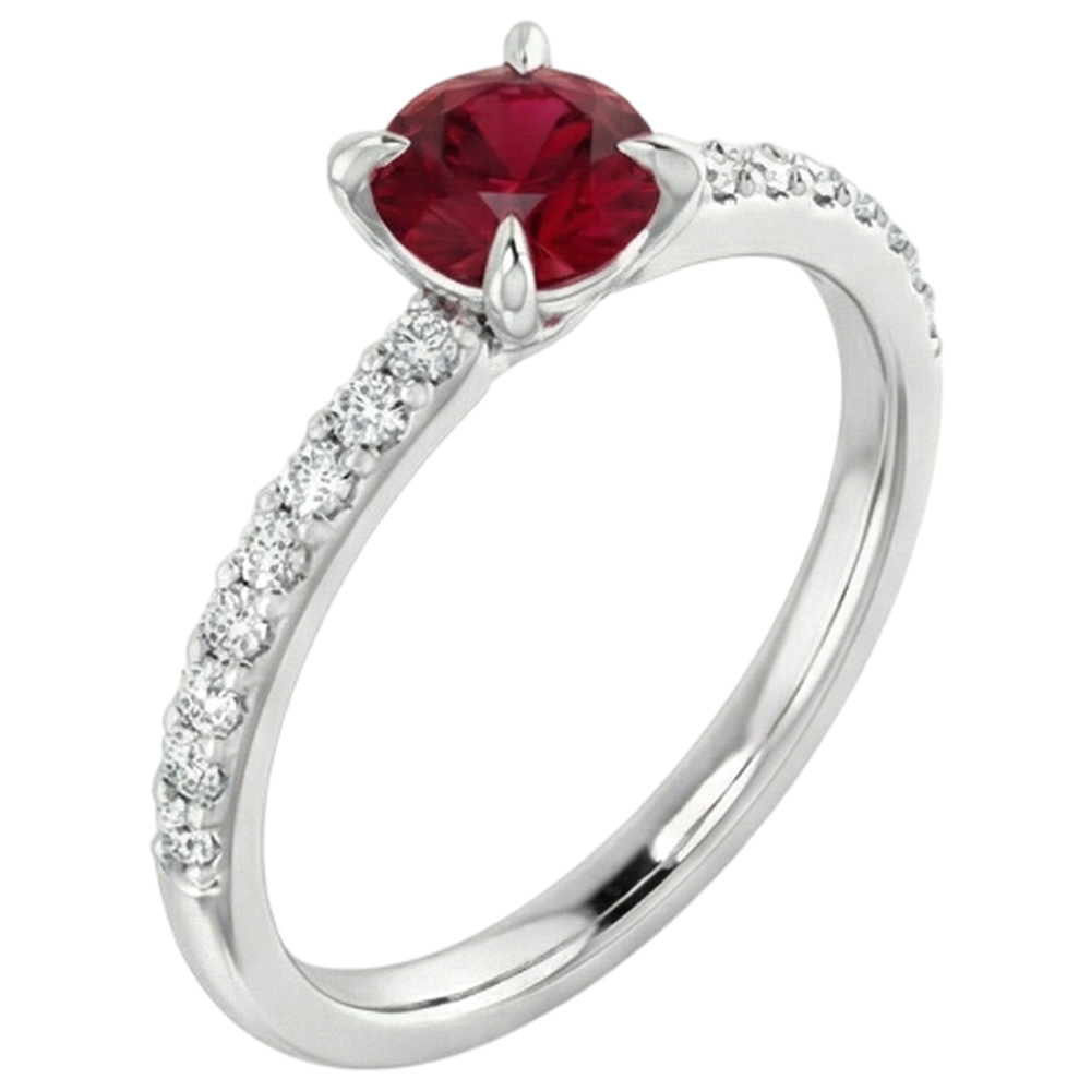 echter round rubin 0.95Karat ring Profilansicht