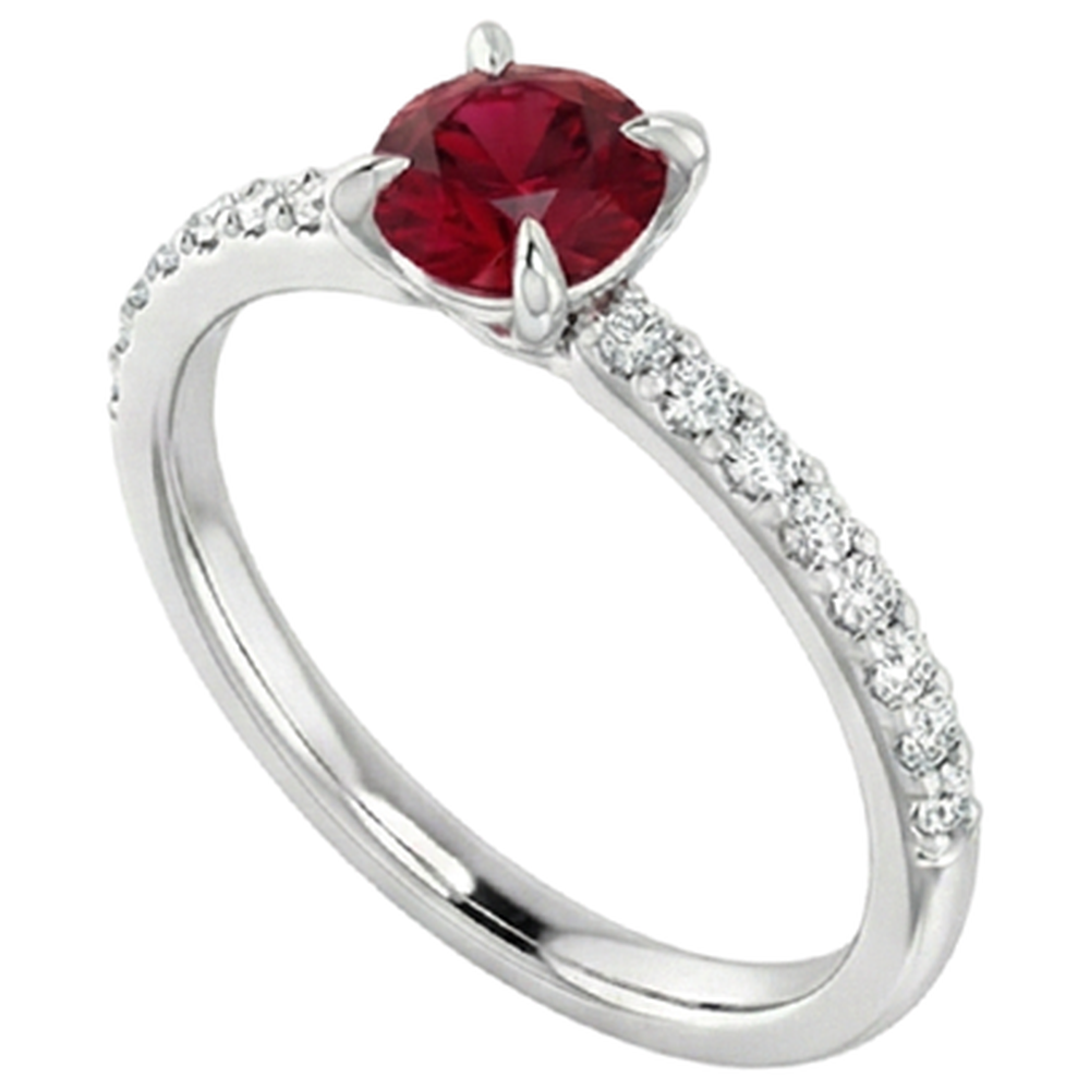 echter round rubin 0.95Karat ring auf Weiß