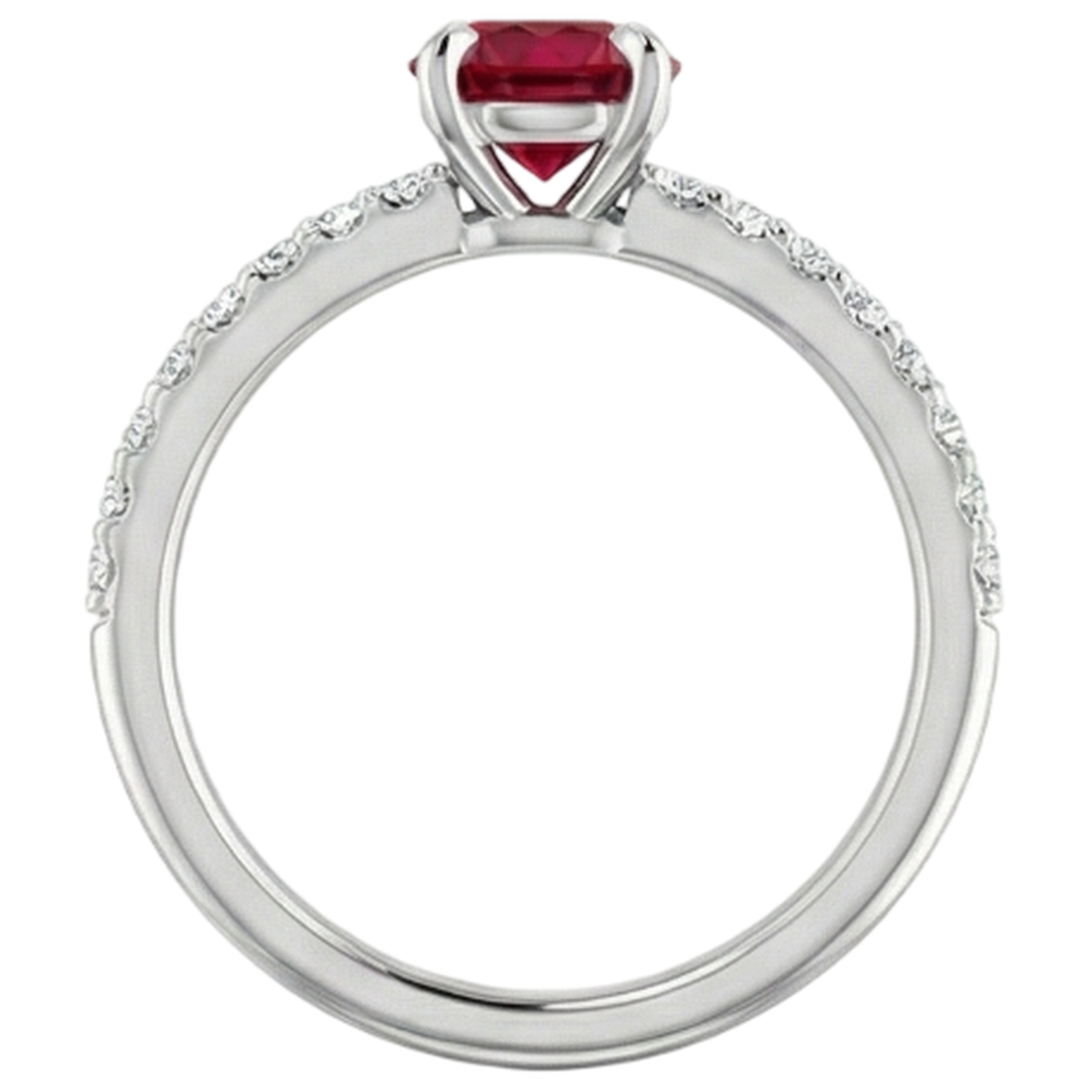 echter round rubin 0.95Karat ring Dreiviertelansicht