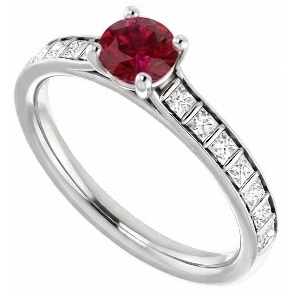 echter princess rubin 2Karat ring Profilansicht