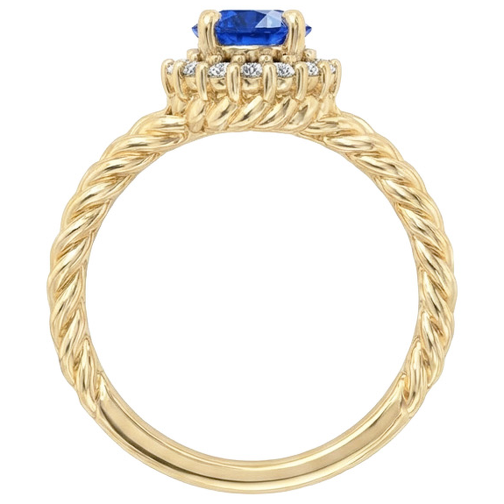 Runder Saphir-Diamant-Fancy-Ring 2 Karat Gelbgold 14K