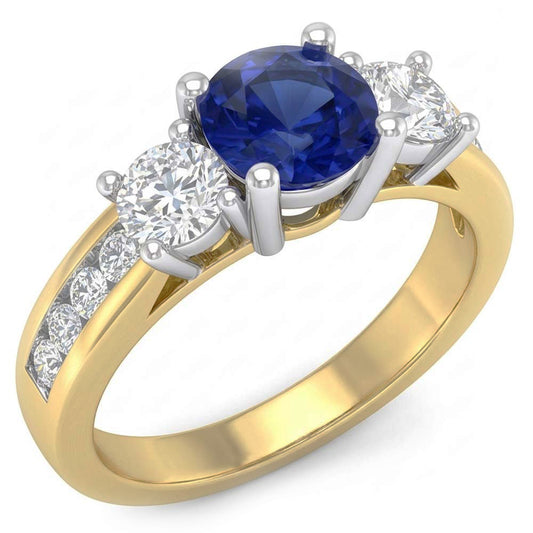 Runder Saphir-Edelstein-Ring Channel Set Natürlicher Diamant ( nicht im Labor gezüchtet )en 4 Karat