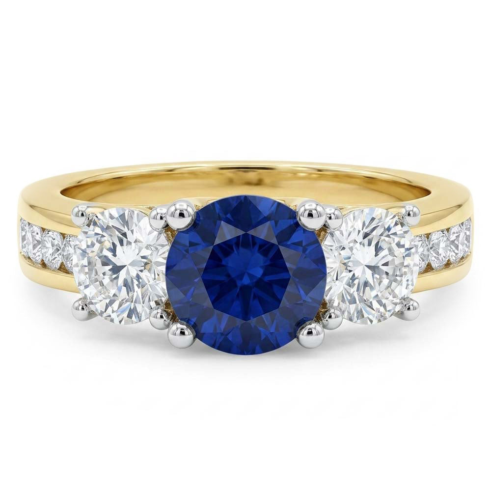 Runder Saphir-Edelstein-Ring Channel Set Natürlicher Diamant ( nicht im Labor gezüchtet )en 4 Karat