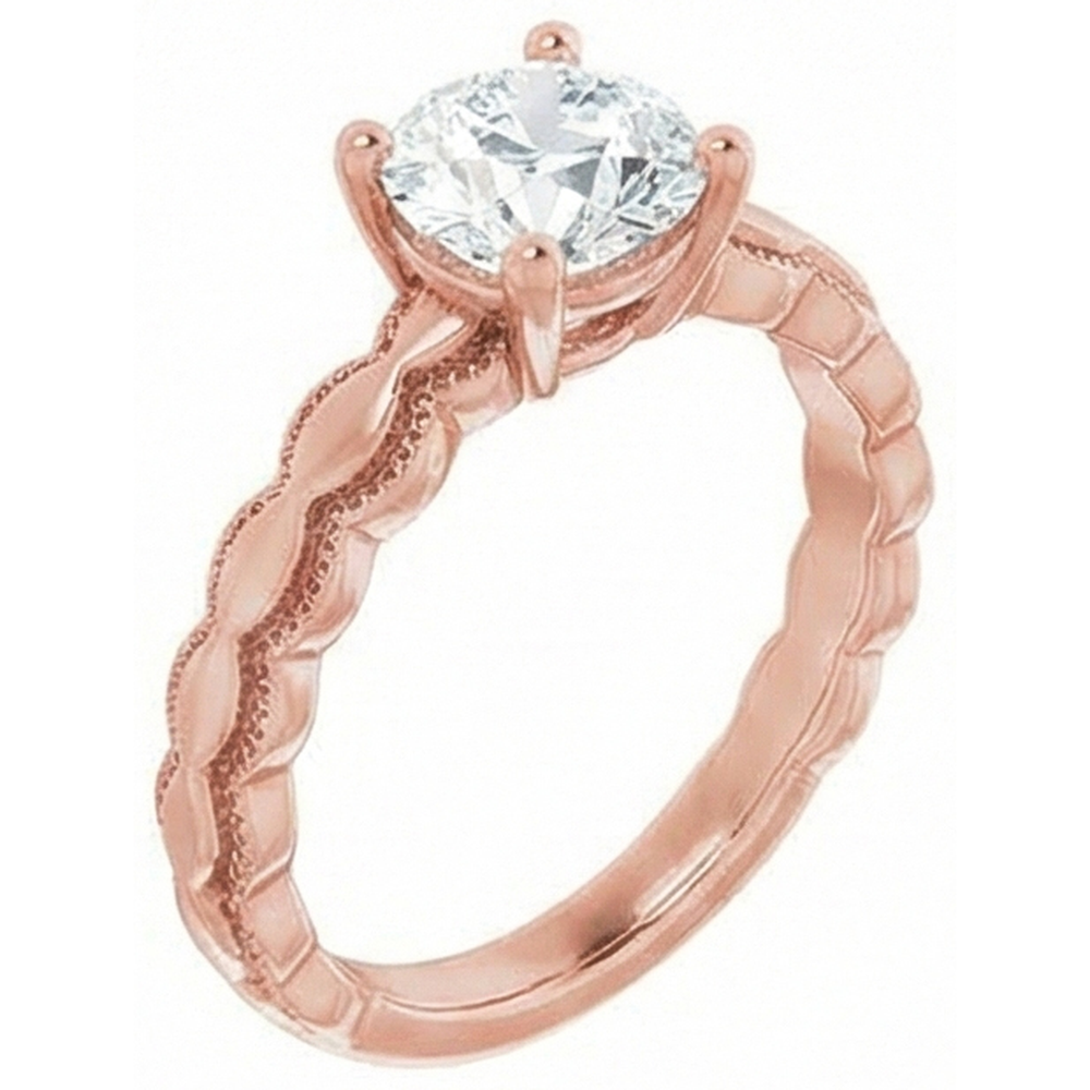 Runder Solitaire Old Mine Cut Natürlicher Diamant ( nicht im Labor gezüchtet )ring 2 Karat Milgrain Shank