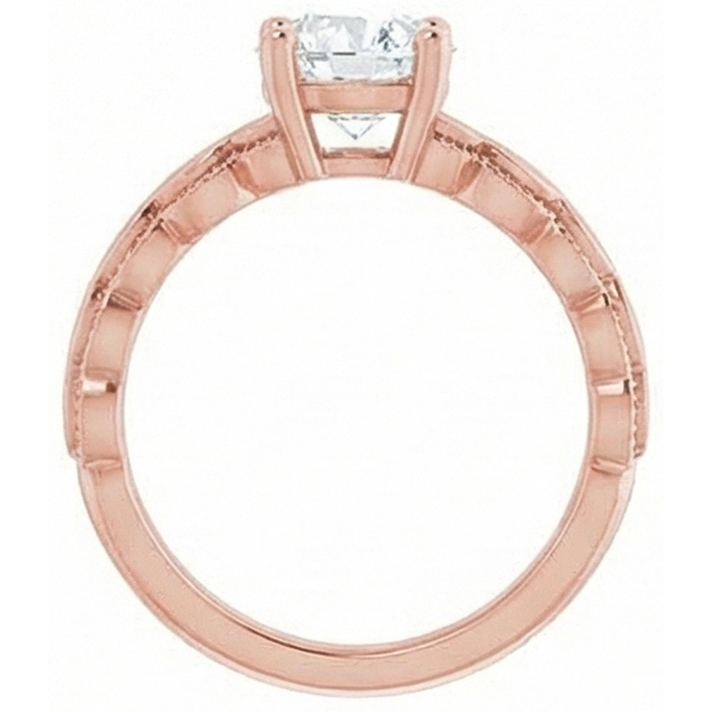 Runder Solitaire Old Mine Cut Natürlicher Diamant ( nicht im Labor gezüchtet )ring 2 Karat Milgrain Shank