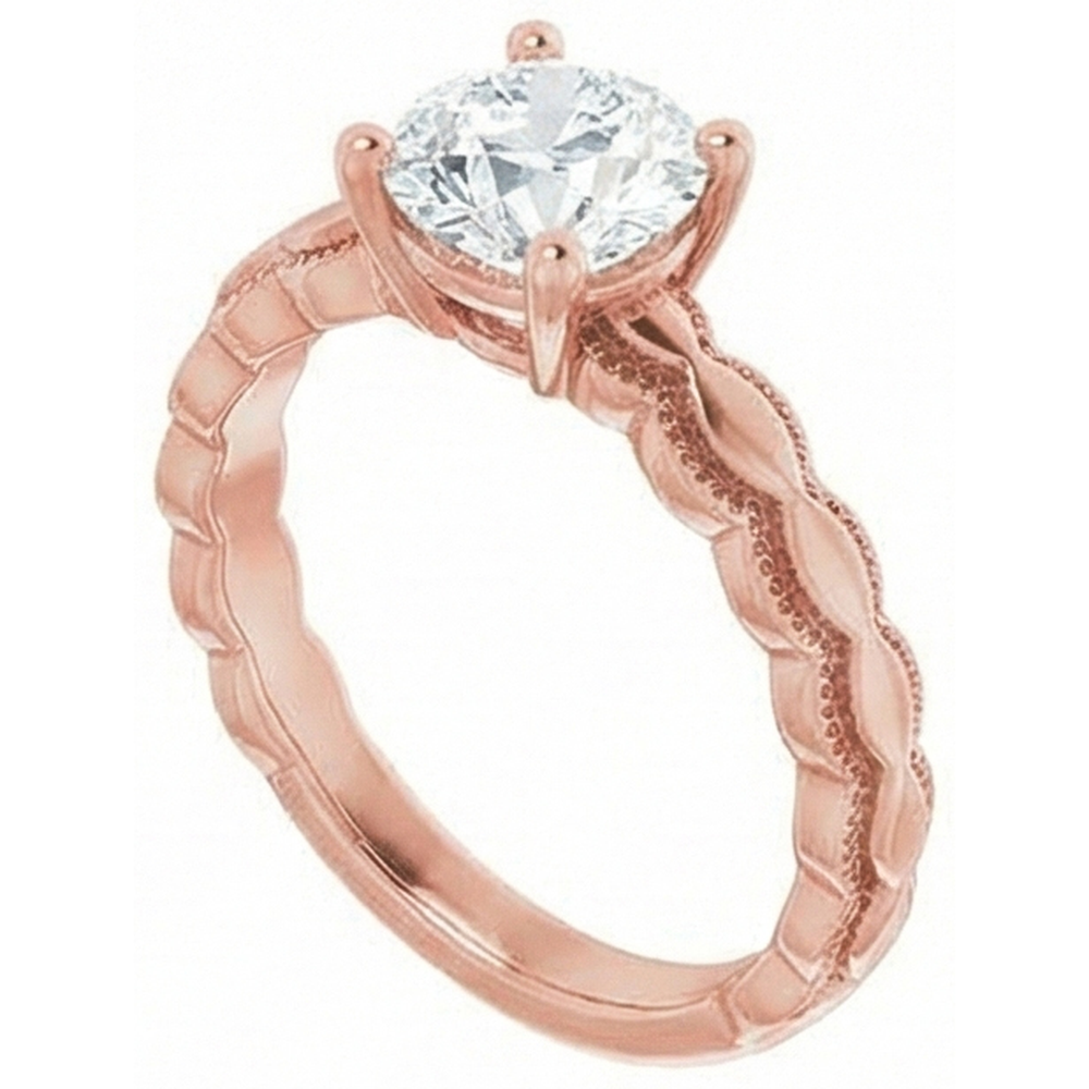 Runder Solitaire Old Mine Cut Natürlicher Diamant ( nicht im Labor gezüchtet )ring 2 Karat Milgrain Shank