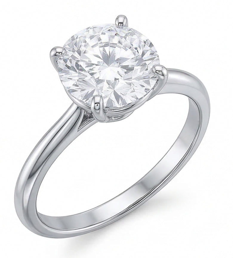 Runder Solitär 2 Karat Diamant-Verlobungsring Weißgold 14K