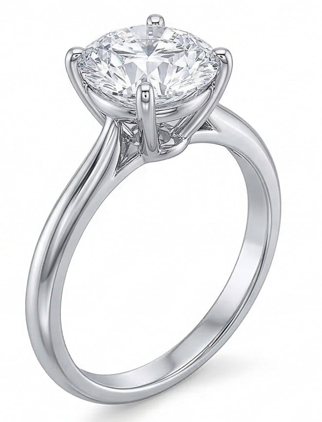 Runder Solitär 2 Karat Diamant-Verlobungsring Weißgold 14K
